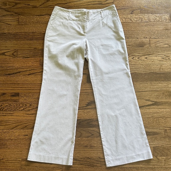 LOFT Pants - Ann Taylor LOFT Cream and Tan Stripe Wide-Leg Pants